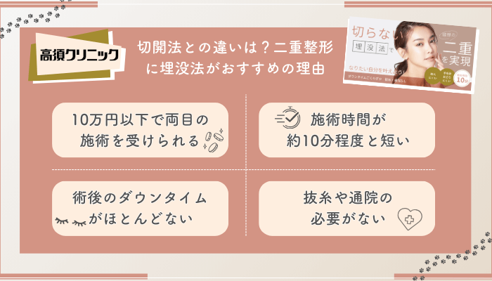 高須クリニック二重埋没法と切開法との違い