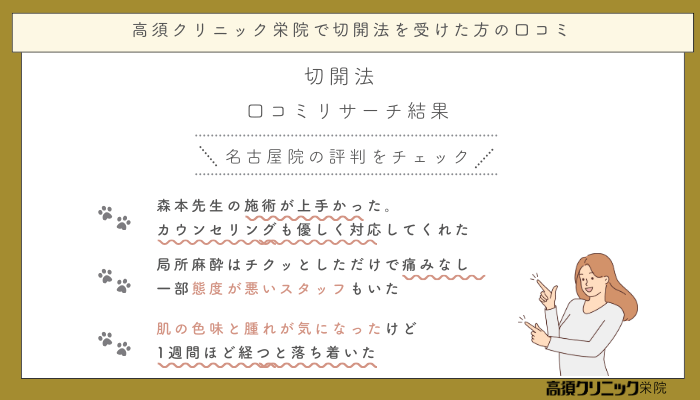 高須クリニック栄切開法を受けた方の口コミ