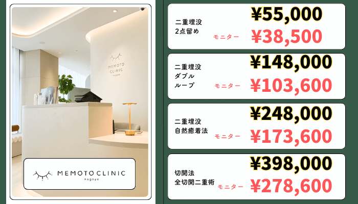 MEMOTOCLINIC名古屋・栄二重整形料金