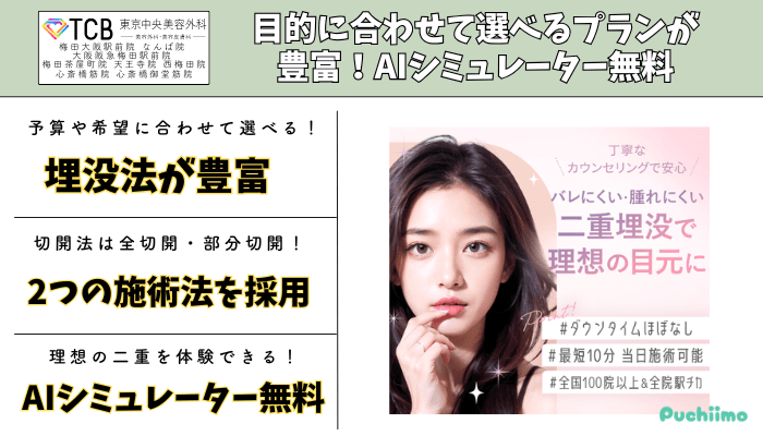 TCB東京中央美容外科大阪二重比較