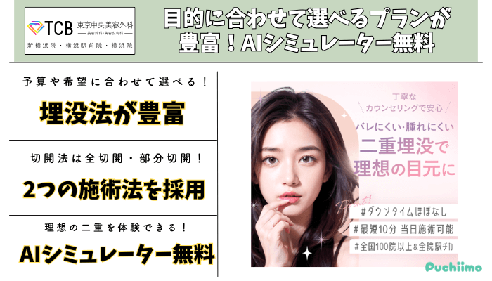 TCB東京中央美容外科横浜二重比較