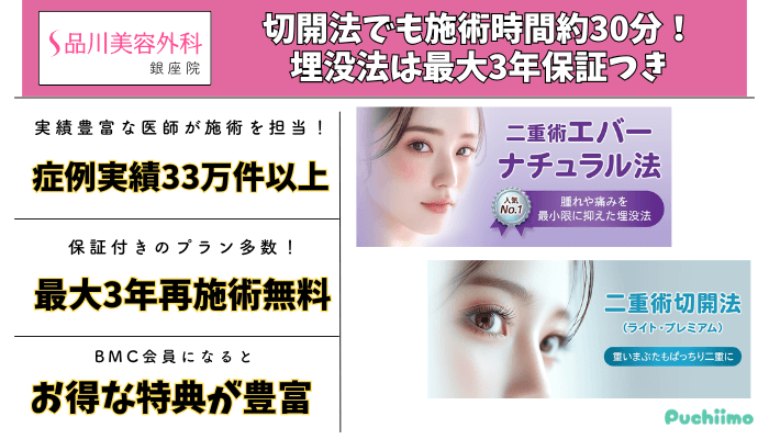 品川美容外科-銀座二重比較