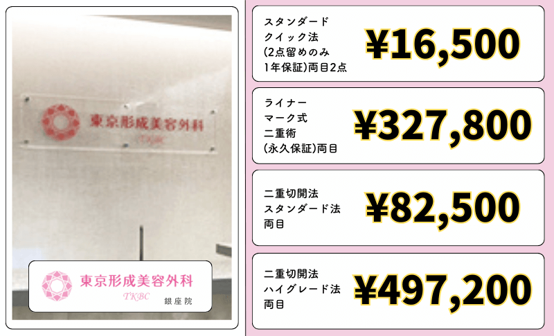 東京形成美容外科銀座二重整形料金