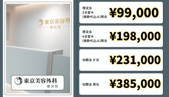 東京美容外科横浜二重整形料金