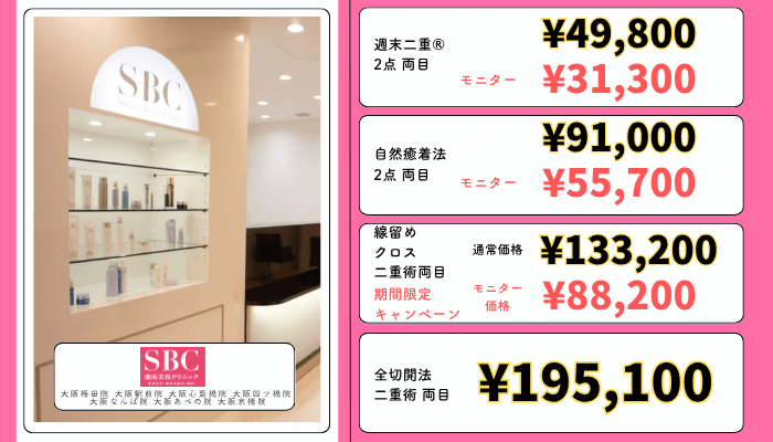 湘南美容クリニック大阪二重整形料金