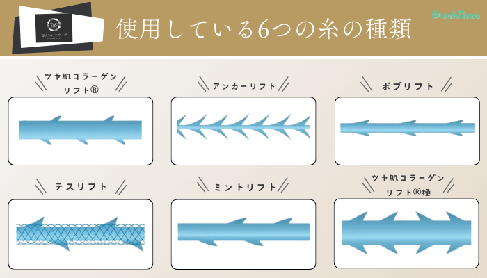 TAクリニックで使用している6つの糸の種類