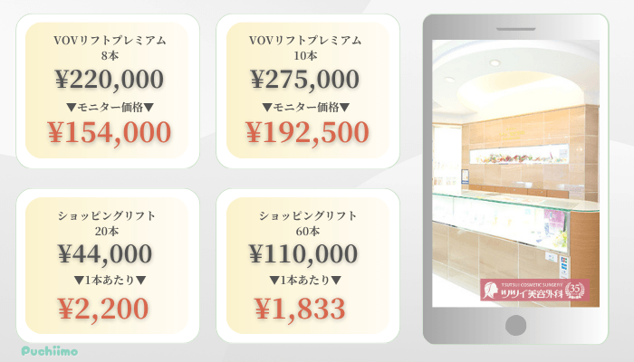 ツツイ美容外科大阪糸リフト比較料金