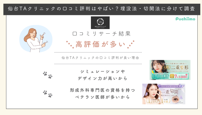 仙台TAクリニック二重整形口コミ評判