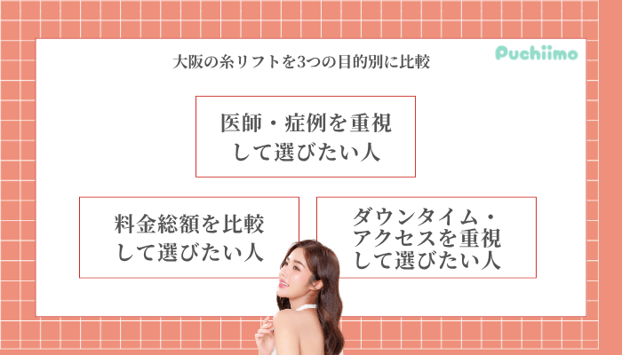大阪の糸リフトを3つの目的別に比較