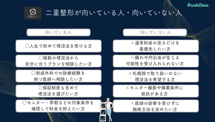 札幌TAクリニック二重整形が向いている人・向いていない人