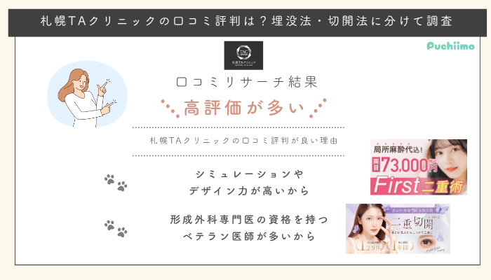 札幌TAクリニック二重整形口コミ評判