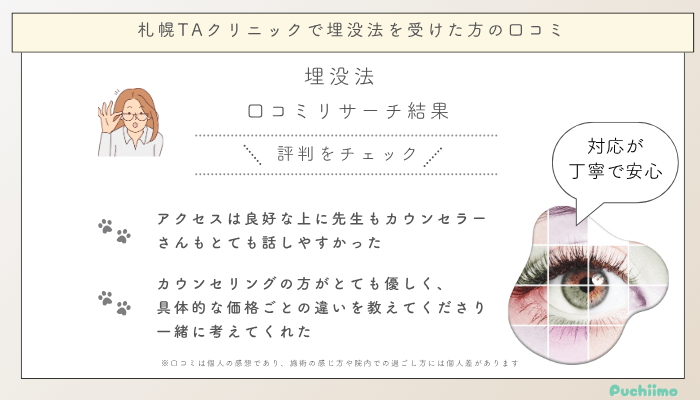 札幌TAクリニック埋没法を受けた方の口コミ