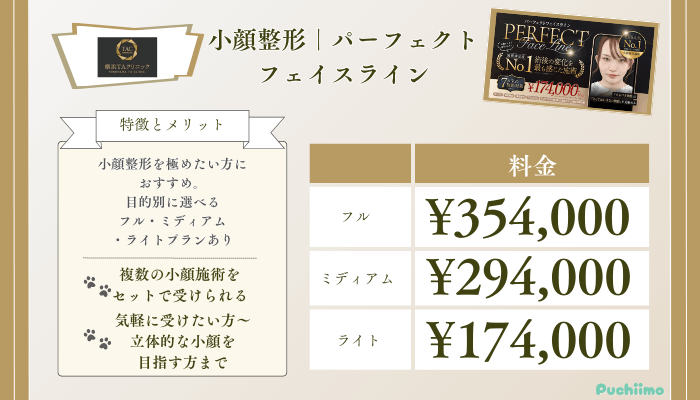 横浜TAクリニック小顔整形｜パーフェクトフェイスライン料金