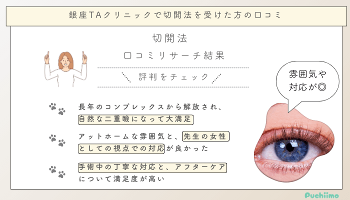 銀座TAクリニック切開法を受けた方の口コミ