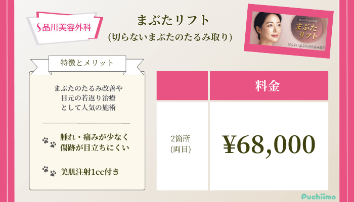 品川美容外科二重まぶたリフト料金