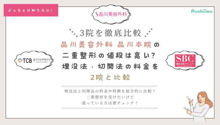 品川美容外科品川二重整形を他院と比較