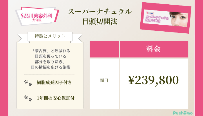 品川美容外科大宮スーパーナチュラル二重術目頭切開法