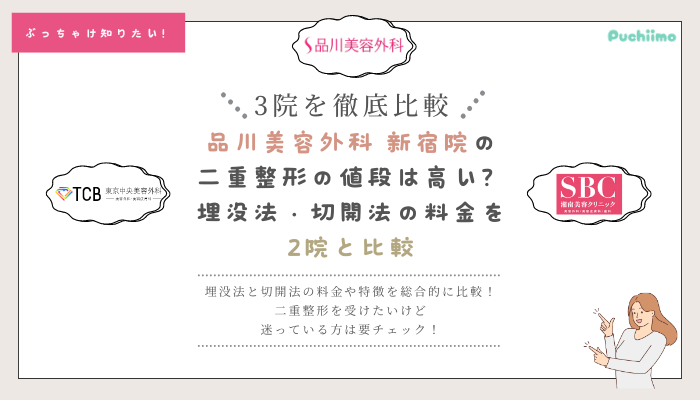 品川美容外科新宿二重整形を他院と比較