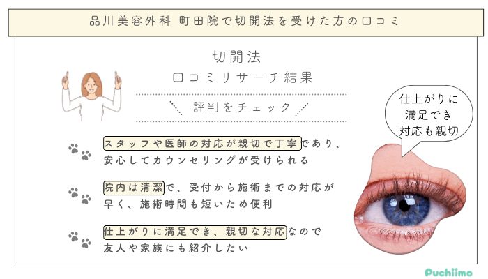 品川美容外科町田切開法を受けた方の口コミ