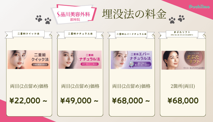 品川美容外科銀座の埋没法料金