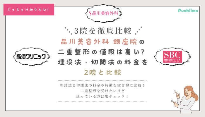 品川美容外科銀座二重整形を他院と比較