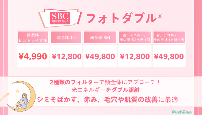 SBCフォトダブル®︎の料金