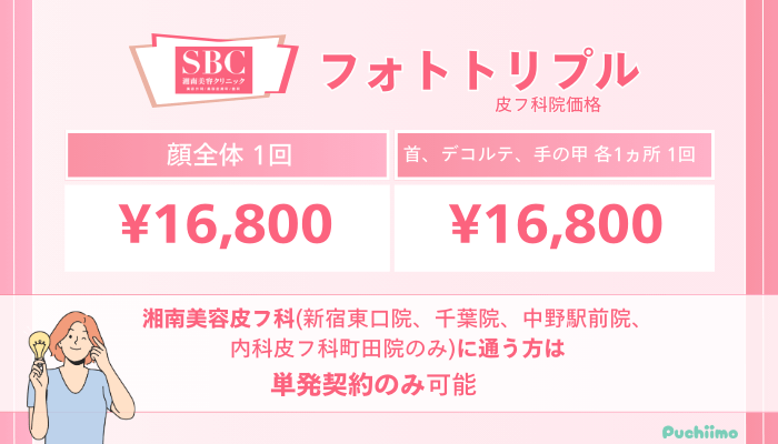 SBCフォトトリプル皮フ科院価格