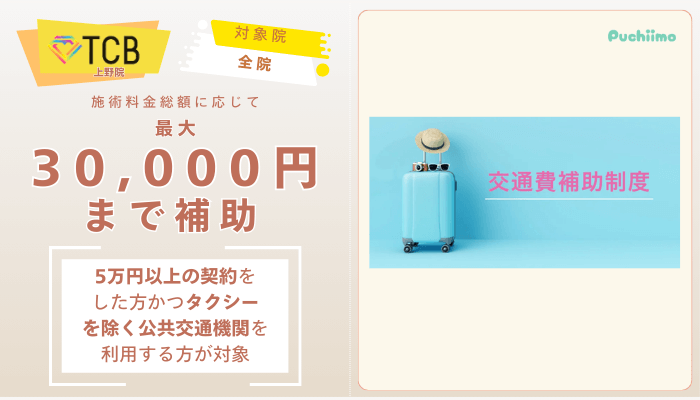 TCB上野ピコレーザー交通費補助制度