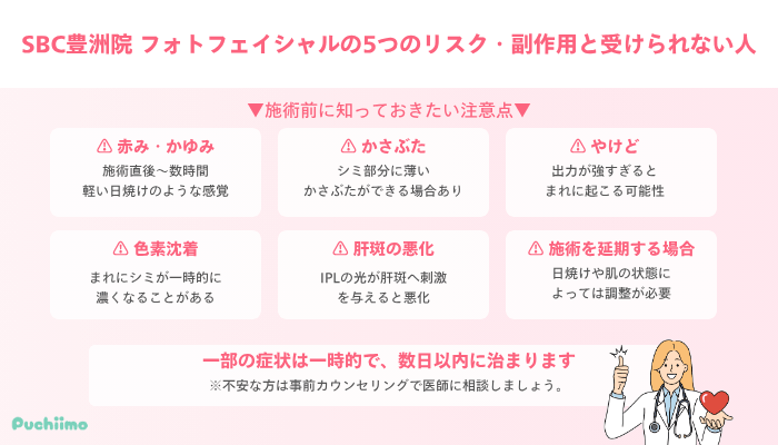 SBC豊洲フォトフェイシャル・IPLの5つのリスク・副作用と受けられない人