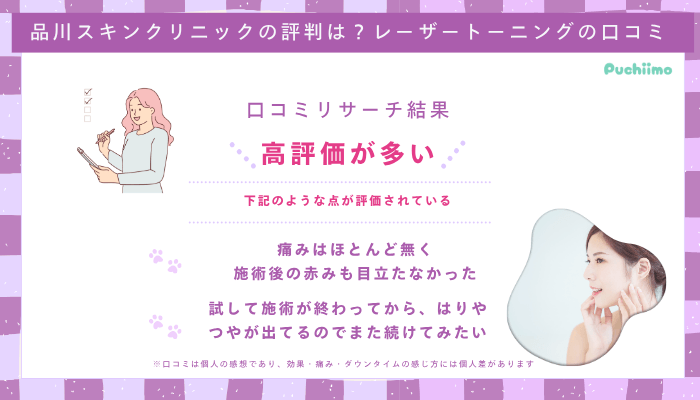 品川スキンクリニックレーザートーニングの口コミ評判