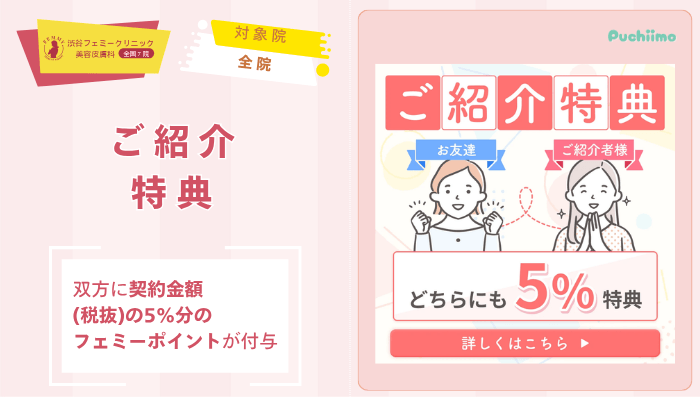 渋谷フェミークリニックレーザートーニングご紹介特典