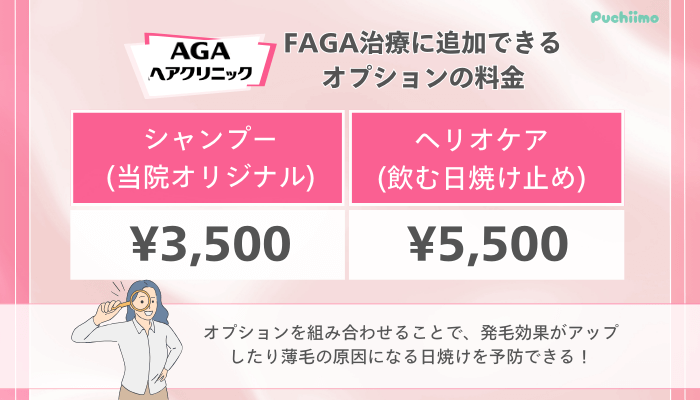 AGAヘアクリニックFAGA治療に追加できるオプションの料金