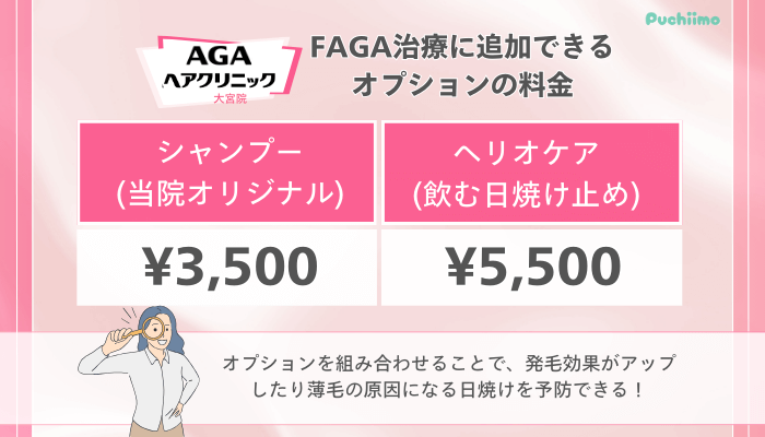 AGAヘアクリニック大宮FAGA治療に追加できるオプションの料金