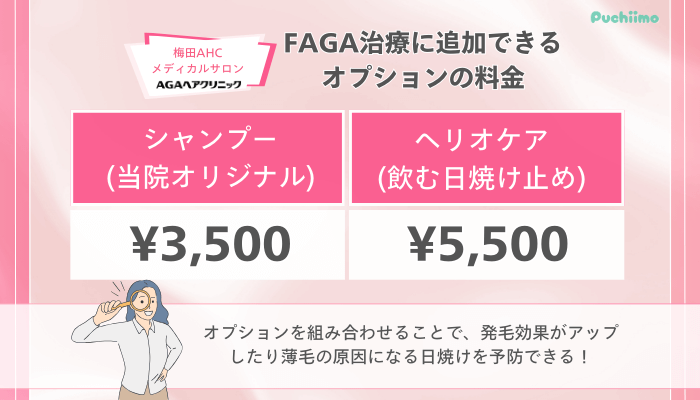 梅田AHCメディカルサロンFAGA治療に追加できるオプションの料金