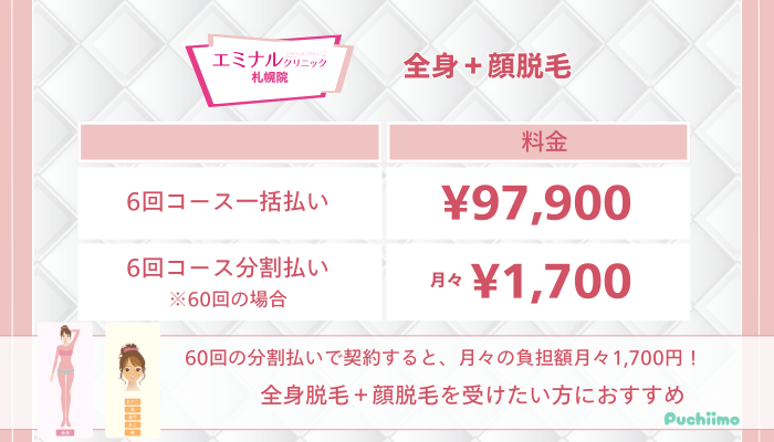 エミナルクリニック札幌全身＋顔脱毛