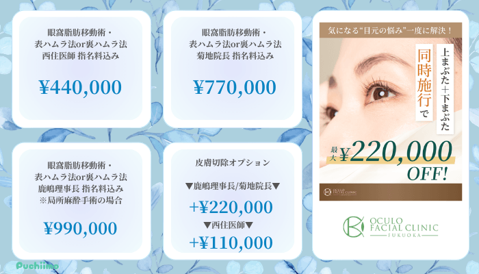オキュロフェイシャルクリニック福岡クマ取り比較料金