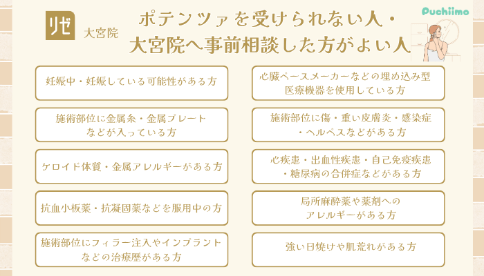 リゼクリニック大宮ポテンツァ受けられない人・大宮院へ事前相談した方がよい人