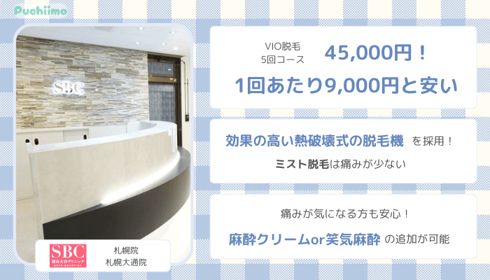 医療脱毛札幌SBC比較VIO