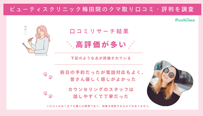 ビューティスクリニッククマ取り口コミ評判