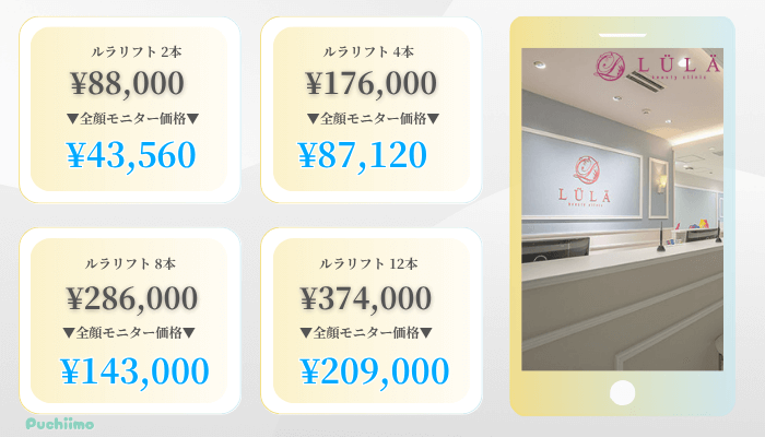 ルラ美容クリニック池袋糸リフト比較料金
