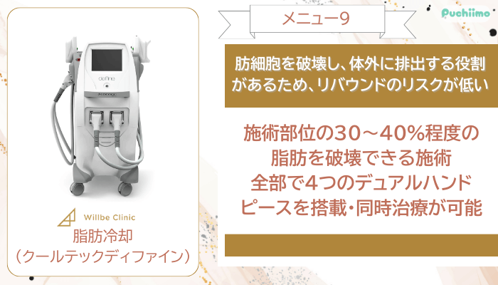 ウィルビークリニック医療ダイエット脂肪冷却クールテックディファイン