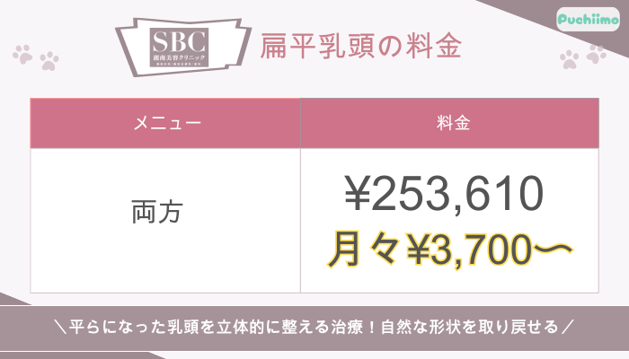 SBC豊胸扁平乳頭料金