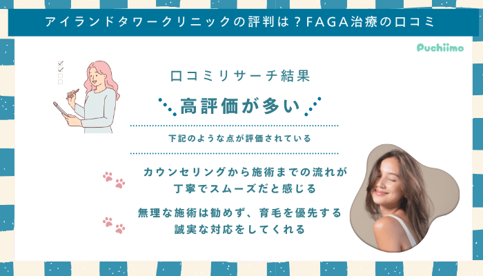 アイランドタワークリニックFAGA口コミ評判