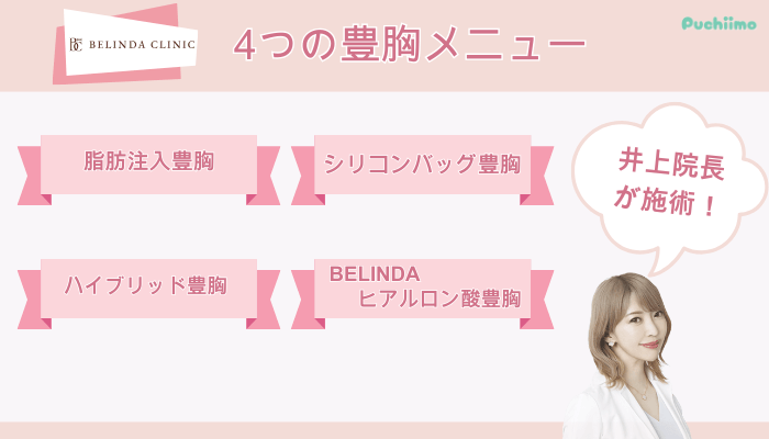 ベリンダクリニック4つの豊胸メニュー