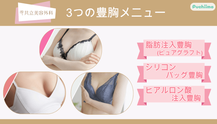 共立美容外科3つの豊胸メニュー