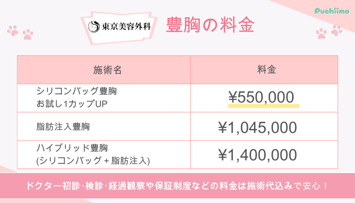 東京美容外科豊胸料金