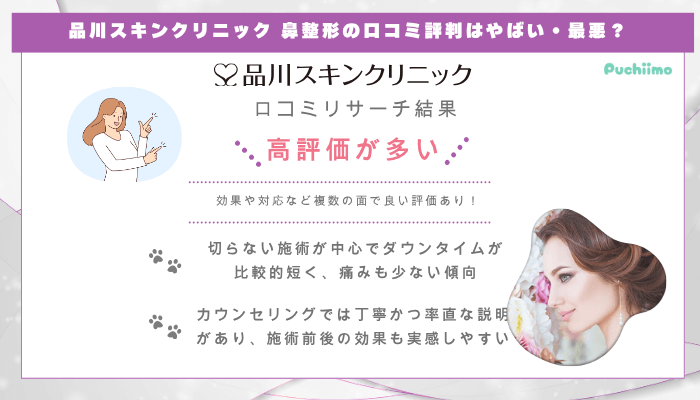 品川スキンクリニック鼻整形の口コミ評判