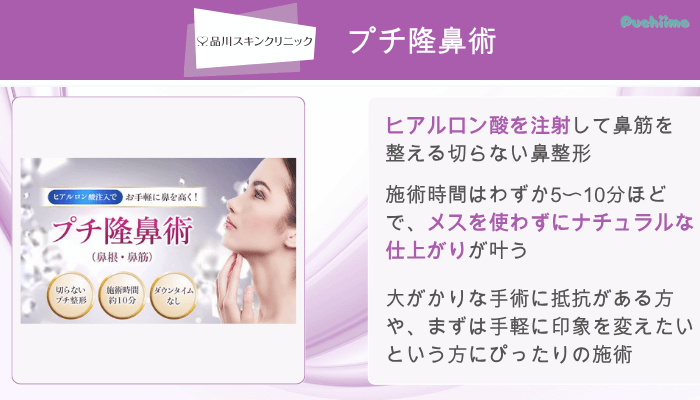 品川スキンクリニック鼻整形プチ隆鼻術