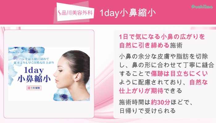 品川美容外科鼻整形1day小鼻縮小