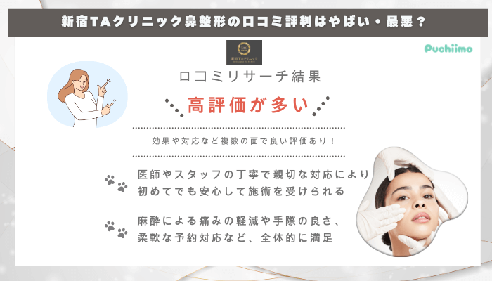 新宿TAクリニック鼻整形の口コミ評判